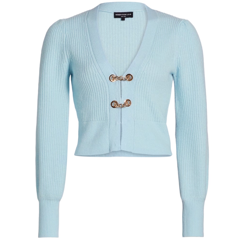Generation Love Monse Saddle Buckle Cardigan Merino Wool Blue L